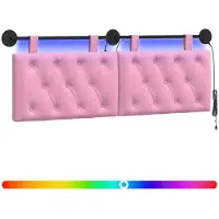 Syfax Hängendes Kopfteil Mit LED Licht Rosa Stoff