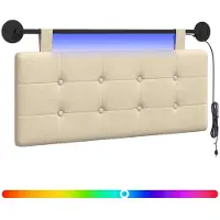 Syfax Hängendes Kopfteil Mit LED Licht Creme Stoff