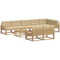 vidaXL Outdoor-Sofagarnitur 9 stk. Weiß und Beige Polyester