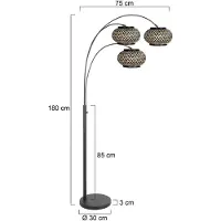 Steinhauer Bogenlampe Nox Light, schwarz, für Wohn- / Esszimmer, Metall, Stehlampe