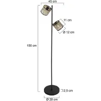 Mexlite Stehlampe Sumba, schwarz, für Wohn- / Esszimmer, Metall, Stehlampe