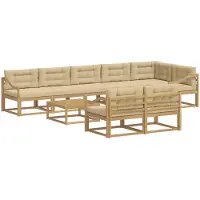 vidaXL Outdoor-Sofagarnitur 9 stk. Weiß und Beige Polyester