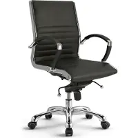 Versee Montreal Bürostuhl Schwarz Leder – ergonomischer Drehstuhl & Schreibtischstuhl, bequem für langes Sitzen, stabiler Drehstuhl bis 150 kg belastbar