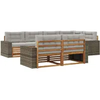 vidaXL Outdoor-Sofagarnitur 7 Stk. Natürlich und Hellgrau