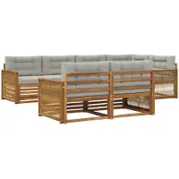 vidaXL Outdoor-Sofagarnitur 7 Stk. Natürlich und Hellgrau
