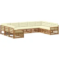 vidaXL Outdoor-Sofagarnitur 9 Stk. Natur und Creme Massivholz Akazie