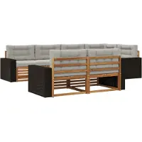 vidaXL Outdoor-Sofagarnitur mit Kissen 7 pcs Natürlich und Hellgrau