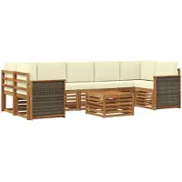 vidaXL Outdoor-Sofagarnitur 8 stk. Natur und Creme Massivholz Akazie