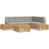 vidaXL 6 pcs Outdoor-Sofagarnitur Polyester Weiß