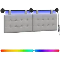 Syfax Hängendes Kopfteil Mit LED Licht Wolkengrau Stoff