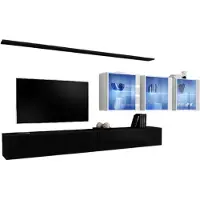 Meublorama AM-SWITCH 17-ZW SW 17*7C/95KG, 2 Regale, 5 Tür(en), Schwarz, Mitteldichte Faserplatte (MDF), 6 Schublade(n), 400 mm