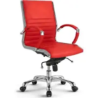 Versee Montreal Schreibtischstuhl Leder Rot – ergonomischer Bürostuhl, stabiler Drehstuhl für Büro & Homeoffice, komfortable Polsterung, bis 150 kg belastbar