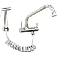 Markenlos Sprühgerät-Set – Wasserhahn aus Edelstahl 304, Wandtyp, Einzel-Kaltwasserhahn, schnell zu öffnen, for Balkon, Waschküche, Pool, Küchenarmatur mit Spritzpistole, Wandmontage