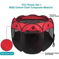 OEM Puppybox, draagbare, opvouwbare, stoffen, honden- en katentent, cavia en konijnenhuis, rood, 29 x 29 x 17 cm