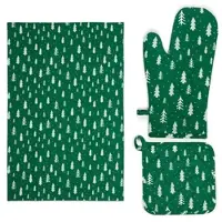Excelsa Küchentextil-Set Green Winter Baumwolle grün
