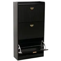 Décoshop26 - Moderner Schuhschrank 117 x 60 x 24 cm mit 3 praktischen Fächern aus schwarzem MDF 04_0009191 04_0009191
