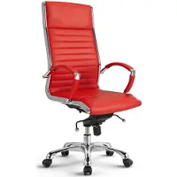 Versee Montreal Bürostuhl Rot Leder – ergonomischer Chefsessel mit hoher Rückenlehne, komfortabler Drehstuhl, hochwertiger Bezug, trägt bis 150 kg