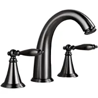 Markenlos Badarmaturen for Waschbecken, 3-Loch, Wasserhahn, Badezimmer-Waschbecken, Messing, Badezimmer-Wasserhahn, 3-Loch, zwei Griffe, Waschtischarmaturen, Waschtischarmatur mit Heiß- und Kaltmischer, Gold