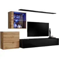 Meublorama AM-SWITCH 15-WTS SW 15*4C/66KG, 1 Regale, 3 Tür(en), Schwarz, Mitteldichte Faserplatte (MDF), 2 Schublade(n), 400 mm