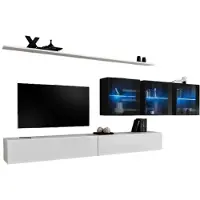 Meublorama AM-SWITCH 17-WS SW 17*7C/95KG, 2 Regale, 5 Tür(en), Weiß, Mitteldichte Faserplatte (MDF), 6 Schublade(n), 400 mm