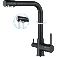 OEM Keukenkraan 3-in-1 mit Filtermengkraan, 360° drehbar, RVS, 3-fach, für Warm- und Kaltes Wasser, Trinkwasserfunktion, Doppelgriff