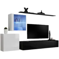 Meublorama AM-SWITCH 15-WS SW 15*4C/66KG, 1 Regale, 3 Tür(en), Schwarz, Mitteldichte Faserplatte (MDF), 2 Schublade(n), 400 mm