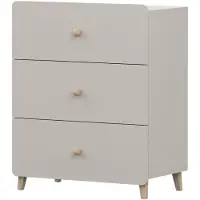 Imoebel 24 Kommode MARIO 3S, Jugendzimmer, Sideboard Anrichte 80 cm Kaschmir/Kaschmir, drei Schubladen, Holzgriffe