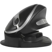 BakkerElkhuizen Oyster Wireless mouse, Beidhändig, Vertikale Ausführung, Laser, RF Wireless, 1200 DPI, Schwarz, Silber