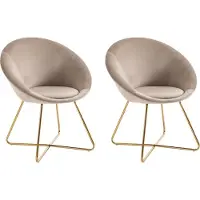 Vente-unique Set aus 2 Stühlen aus Velours und goldenem Metall - Beige - BURBAN
