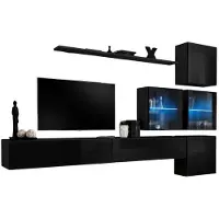Meublorama AM-SWITCH 19-ZZ SW 19*7C/108KG, 1 Regale, 6 Tür(en), Schwarz, Mitteldichte Faserplatte (MDF), 4 Schublade(n), 400 mm