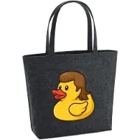 Hellweg Druckerei Huuraa Filzshopper Quietscheente Vokuhila Gummiente 80s 22 Liter Charcoal Melange Filztasche Geschenkidee