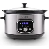 Lauben Slow Cooker 3500SB, Premium-Keramiktopf, 3,5 l, geringer Verbrauch, zwei automatische Temperaturstufen, Timer, Kochbuch inbegriffen