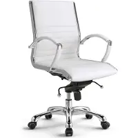 Versee Montreal Drehstuhl Weiß Leder – ergonomischer Schreibtischstuhl, premium gepolsterter Bürostuhl mit hoher Rückenlehne, stabil bis 150 kg belastbar