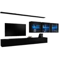 Meublorama AM-SWITCH 17-ZZ SW 17*7C/95KG, 2 Regale, 5 Tür(en), Schwarz, Mitteldichte Faserplatte (MDF), 6 Schublade(n), 400 mm