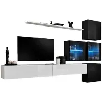 Meublorama AM-SWITCH 19-WS SW 19*7C/108KG, 1 Regale, 6 Tür(en), Weiß, Mitteldichte Faserplatte (MDF), 4 Schublade(n), 400 mm
