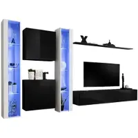 Meublorama AM-SWITCH 16-WS SW 16*6C/116KG, 1 Regale, 5 Tür(en), Schwarz, Mitteldichte Faserplatte (MDF), 8 Schublade(n), 400 mm