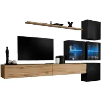 Meublorama AM-SWITCH 19-WTS SW 19*7C/108KG, 1 Regale, 6 Tür(en), Braun, Mitteldichte Faserplatte (MDF), 4 Schublade(n), 400 mm