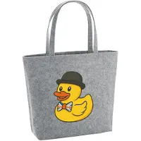 Hellweg Druckerei Huuraa Filzshopper Quietscheente Großbritannien Gummiente Brite 22 Liter Grey Melange Filztasche Geschenkidee