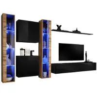 Meublorama AM-SWITCH 16-WTS SW 16*6C/116KG, 1 Regale, 5 Tür(en), Schwarz, Mitteldichte Faserplatte (MDF), 8 Schublade(n), 400 mm