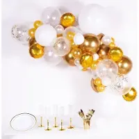 Amscan Ballongirlande weiss gold DIY 66 Ballons inkl. 4m Ballonband