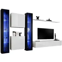 Meublorama AM-SWITCH 16-ZW SW 16*6C/116KG, 1 Regale, 5 Tür(en), Weiß, Mitteldichte Faserplatte (MDF), 8 Schublade(n), 400 mm