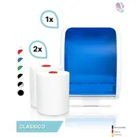 Blanc HYGIENIC SET: Handtuchrollenspender Autocut, Blanc Cosmos verschied. Farben + 2 Handtuchrollen Classico - PRODUKTSET