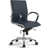 Versee Montreal Bürostuhl Leder Dunkelblau – ergonomischer Schreibtischstuhl, stabiler Drehstuhl mit angenehmer Polsterung, ideal für Home Office, belastbar bis 150 kg
