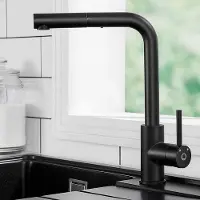 OEM Küchenarmatur schwarz mit Handdusche, Küchenarmatur mit abziehbarem Metallablauf, Küchenarmatur aus Edelstahl, 360-Grad-drehbar, abnehmbare Abdeckung, ohne Duschwasser.