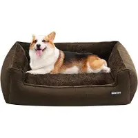 OEM Hundebett, Hundebank, Hundekissen, Hundematt Abnehmbar und Waschbar, Braun, 90 x 75 x 25 cm