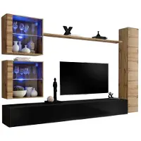 Meublorama AM-SWITCH 18-WTS SW 18*6C/102KG, 1 Regale, 5 Tür(en), Schwarz, Mitteldichte Faserplatte (MDF), 4 Schublade(n), 400 mm