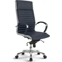 Versee Montreal Chefsessel Dunkelblau Leder – ergonomischer Bürostuhl, komfortabler Drehstuhl fürs Home Office, hochwertige Polsterung, bis 150 kg belastbar
