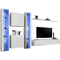 Meublorama AM-SWITCH 16-WW SW 16*6C/116KG, 1 Regale, 5 Tür(en), Weiß, Mitteldichte Faserplatte (MDF), 8 Schublade(n), 400 mm