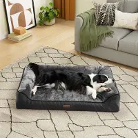 OEM Ergonomische Hundebett aus Flanel, 106 x 80 cm, Schwarz, Waschbar, Antislip, für mittel- und große Hunde