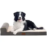 OEM Orthopädisches Hundebett für große Hunde - 91,5 x 56 x 15,5 cm, großes Hundekissen, mittelgroßes Hundebett, weiches Hundematratze, mit abwaschbarer Hülle, für Hunde, grau
